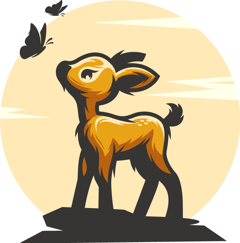 Covor vinil animal cerbi și fluturi - TenStickers