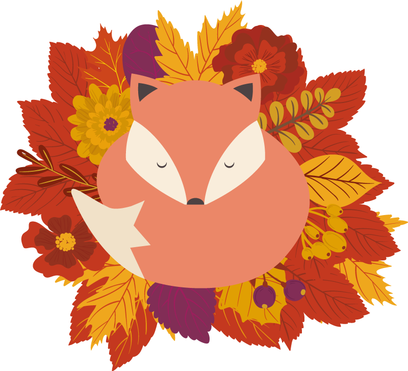 Covor vinil animal vulpe cu frunze - TenStickers