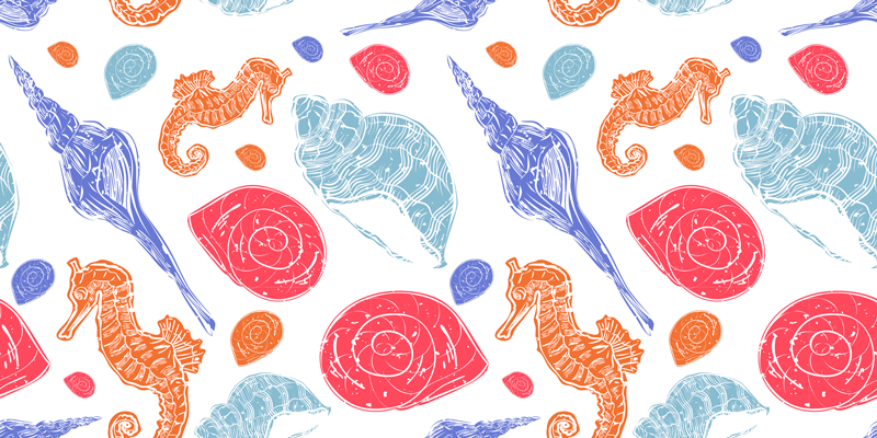 Covor vinil animal creaturi colorate de mare - TenStickers