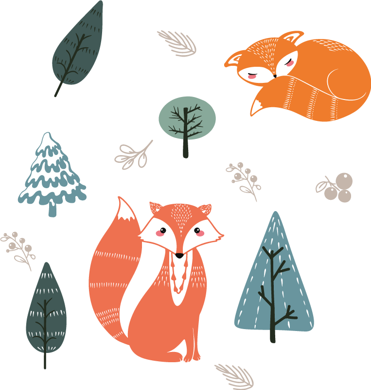 Covor vinil animal designuri jucăușe cu vulpi - TenStickers