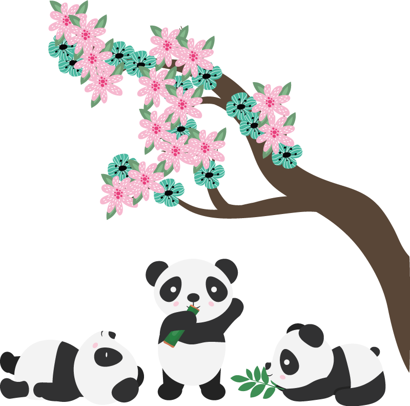 Covor vinil animal clanul de pande jucăușe - TenStickers