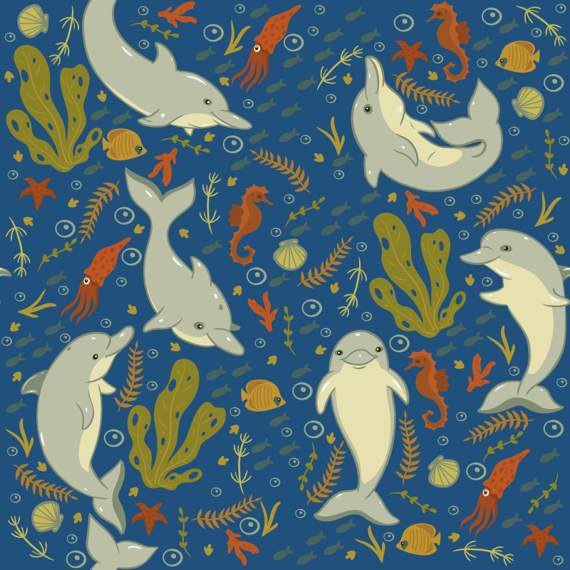 Covor vinil animal viața marină jucăușă - TenStickers