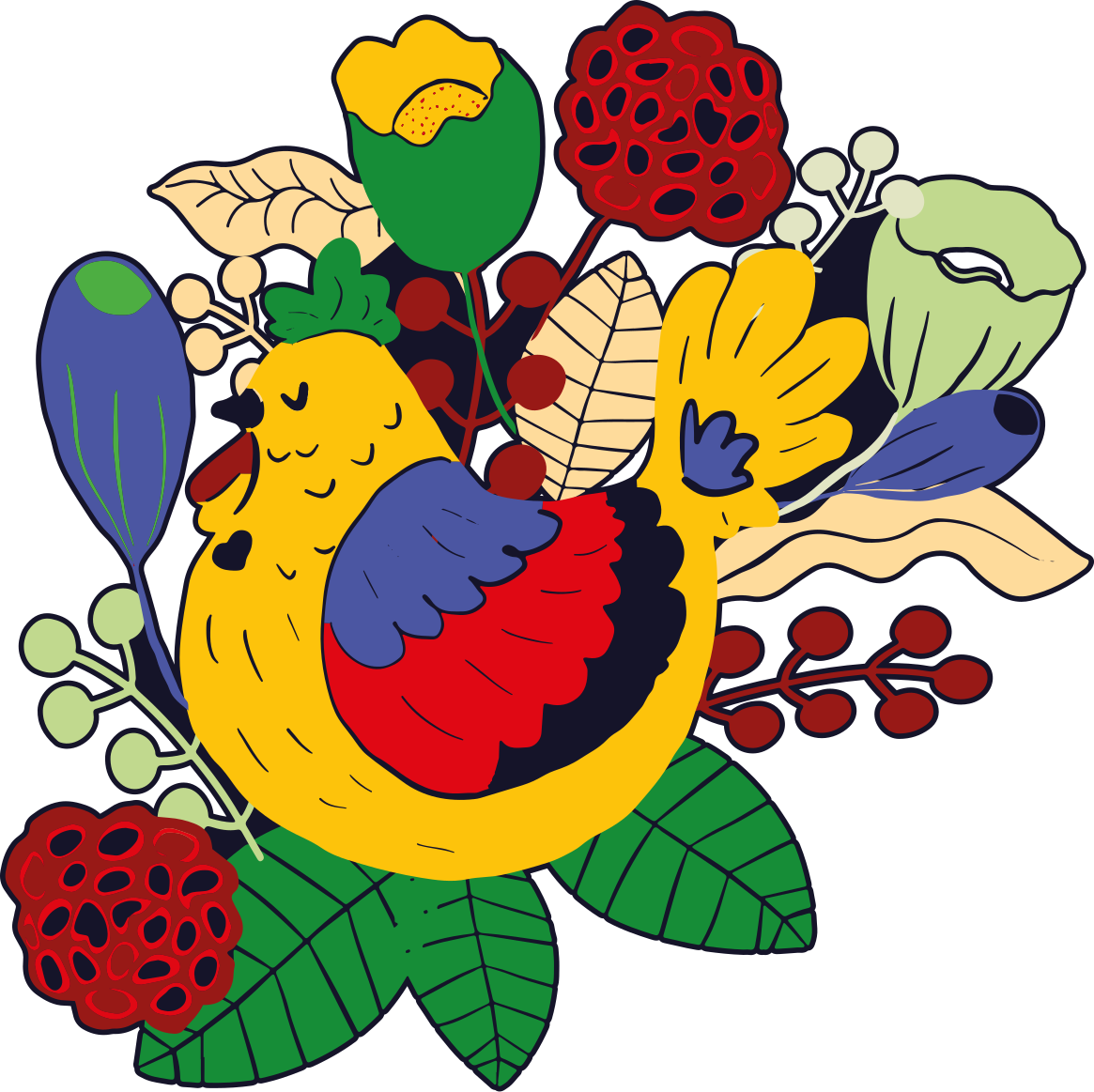 Covor vinil animal pasăre florală colorată - TenStickers
