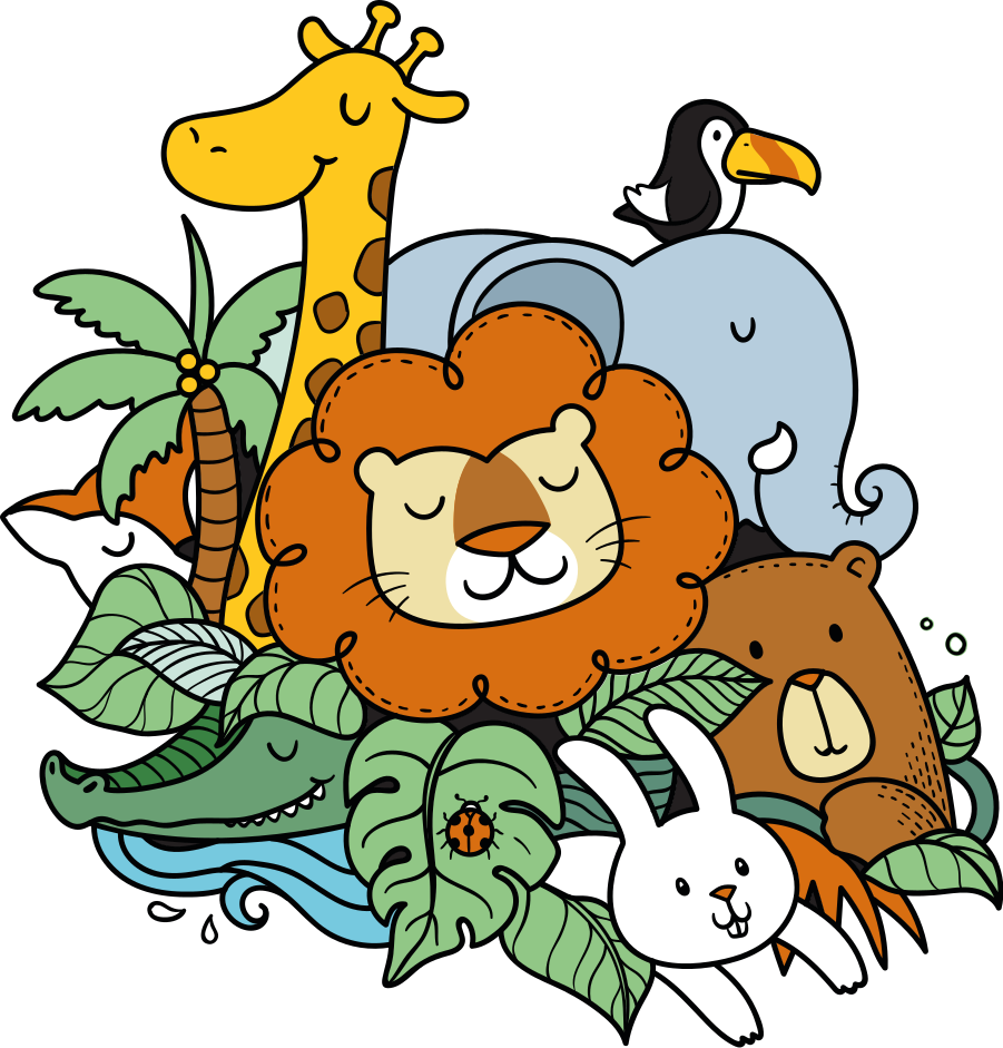 Covor vinil animal scenă jucăușă cu animale - TenStickers