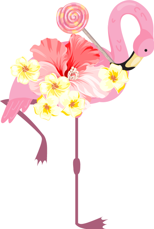 Covor vinil animal design floral cu flamingo - TenStickers