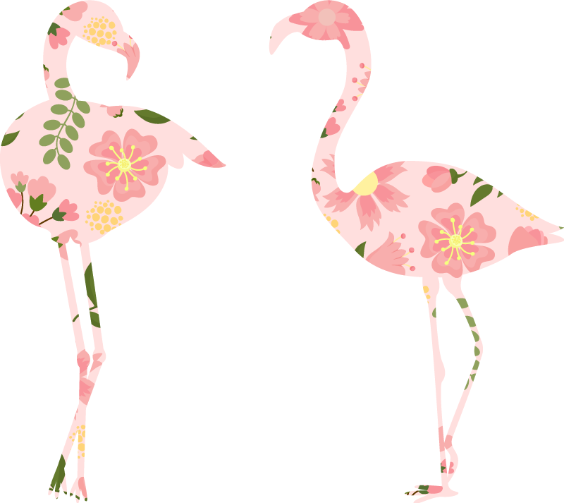 Covor vinil animal cu model floral de flamingo - TenStickers