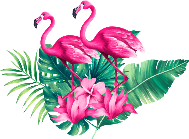 Covor vinil animal flamingo și foliaj - TenStickers