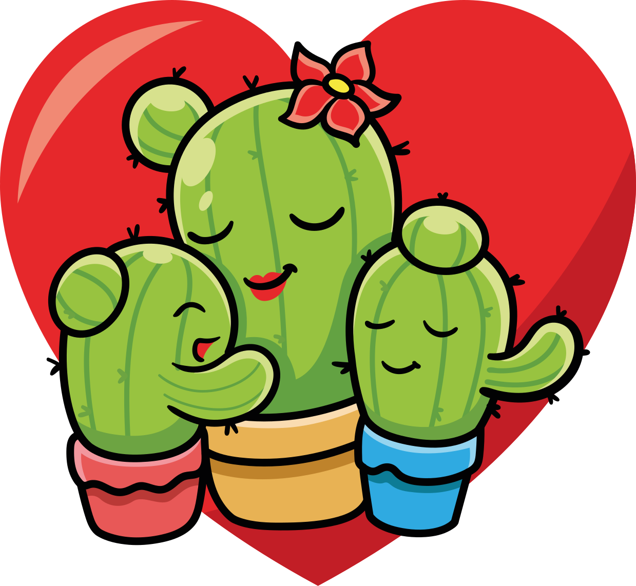 Covor vinil animal dragoste pentru familia cactus - TenStickers
