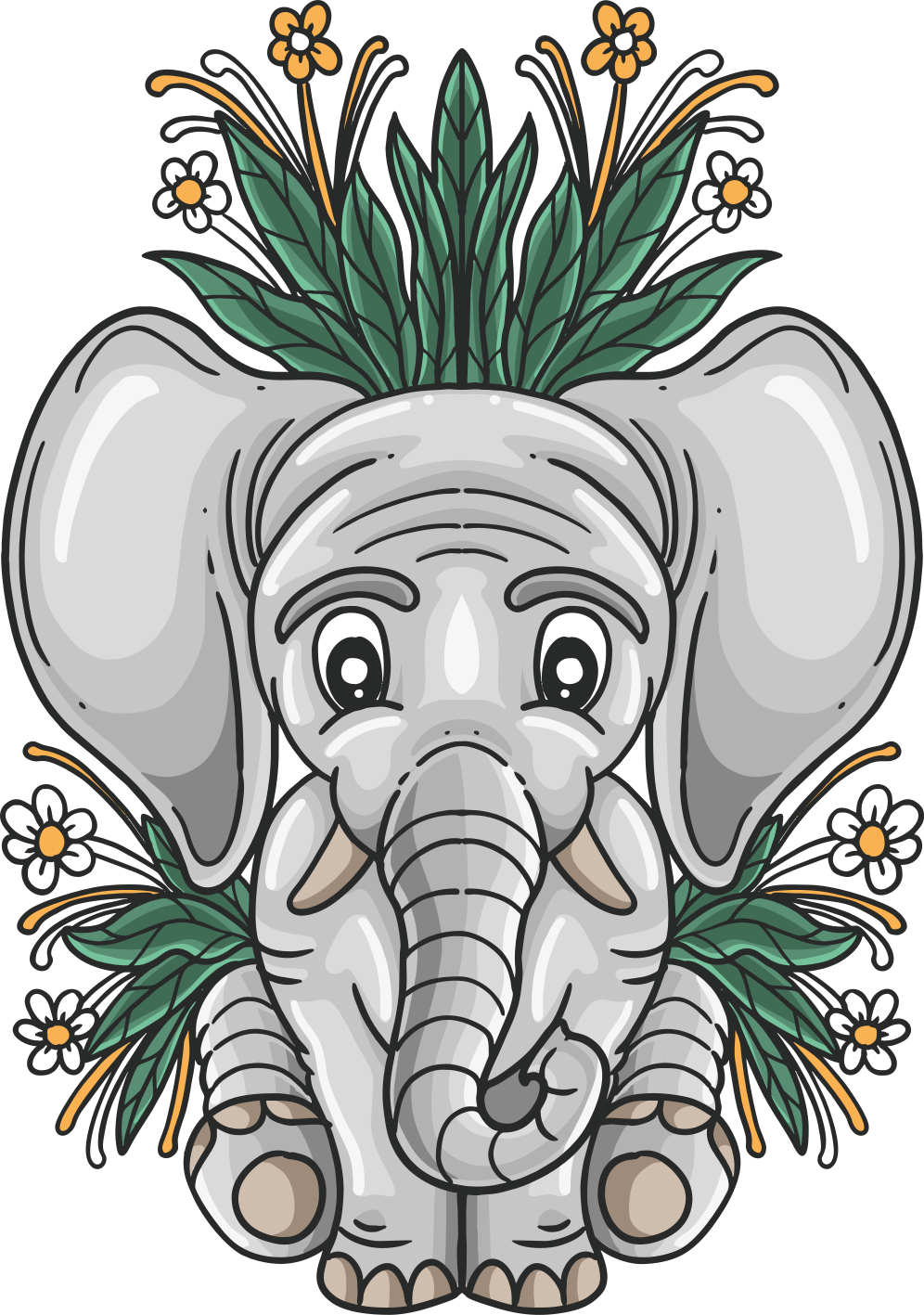 Covor vinil animal ilustrație cu elefant drăguț - TenStickers
