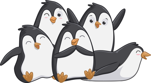 Covor vinil animal familie fericită de pinguini - TenStickers