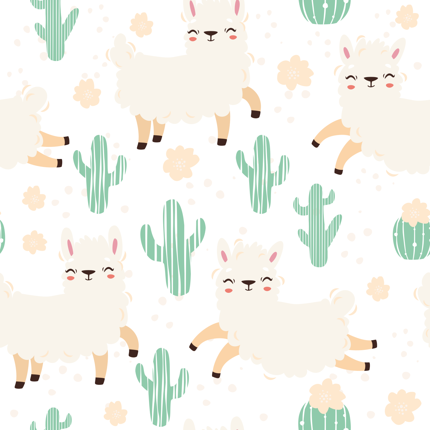 Covor vinil animal llamale și cactuși drăguți - TenStickers