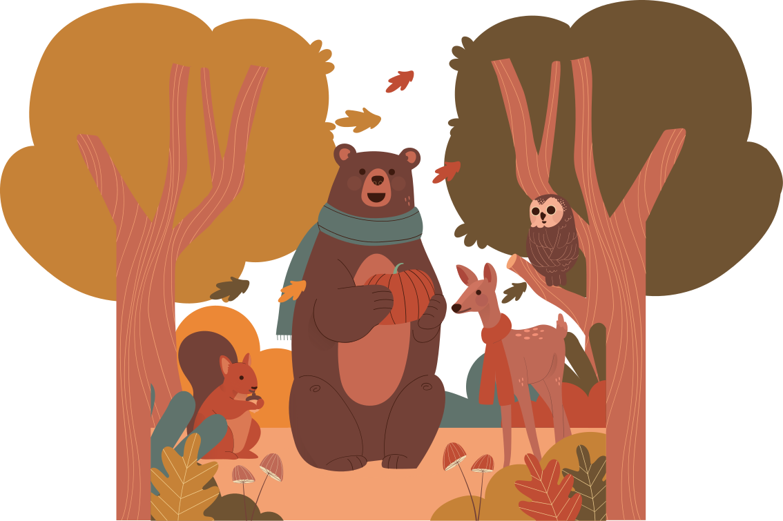 Covor vinil animal creaturi de pădure de toamnă - TenStickers
