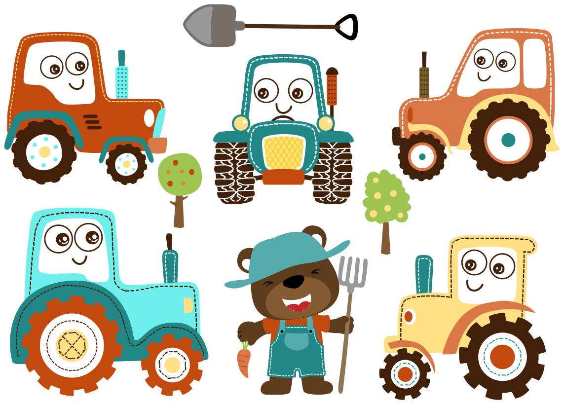 Covor vinil animal cu personaje drăguțe de tractor - TenStickers