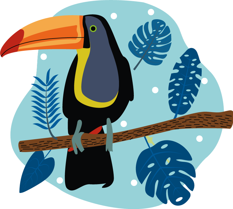 Covor vinil animal tucan tropical așezat - TenStickers