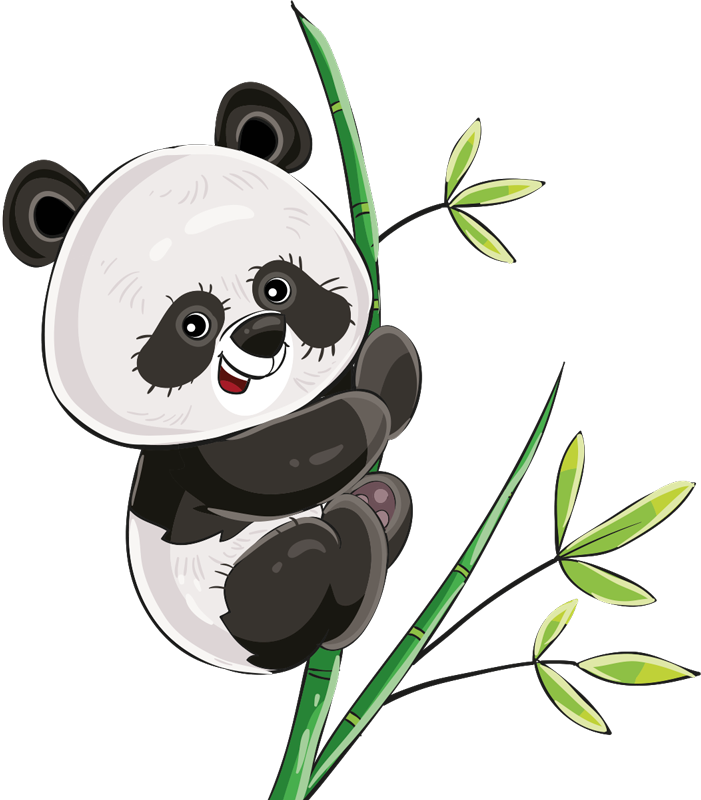 Covor vinil animal panda urcând bambooul - TenStickers