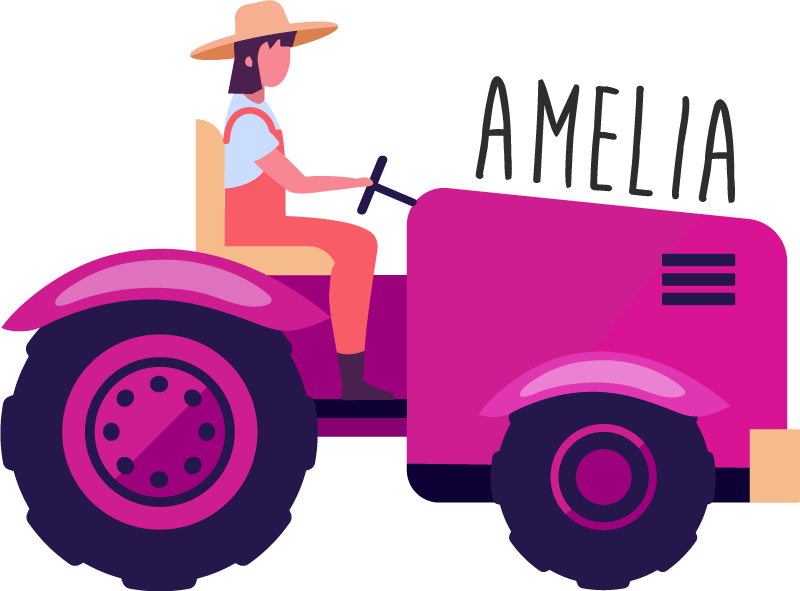 Covor vinil animal aventură personalizată cu tractorul - TenStickers