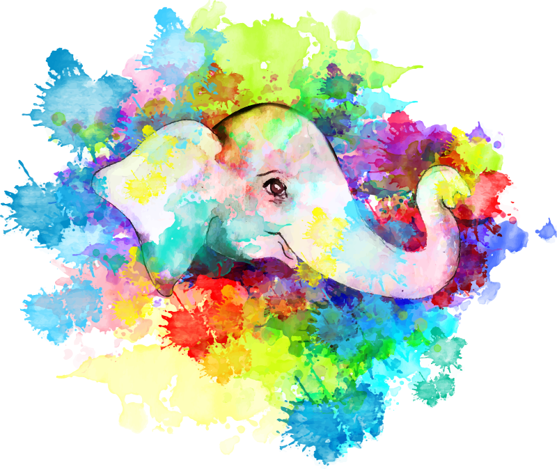Covor vinil animal elefant colorat stropitor - TenStickers