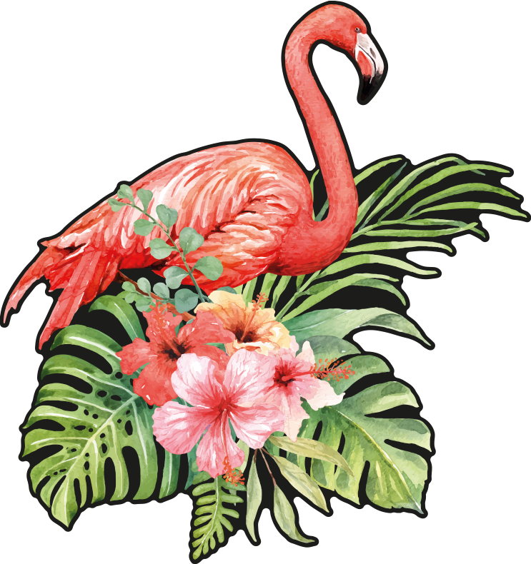Covor vinil animal flamingo cu flori - TenStickers