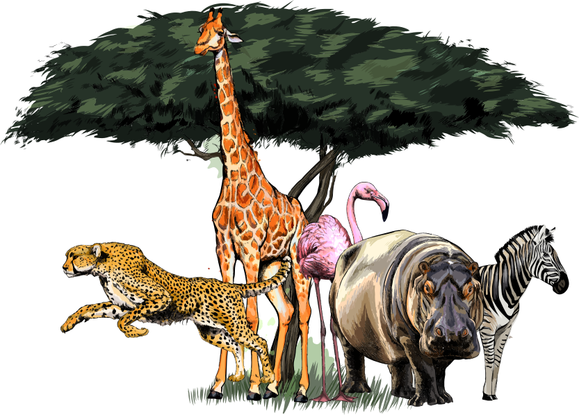 Covor vinil animal familie de girafe safari - TenStickers