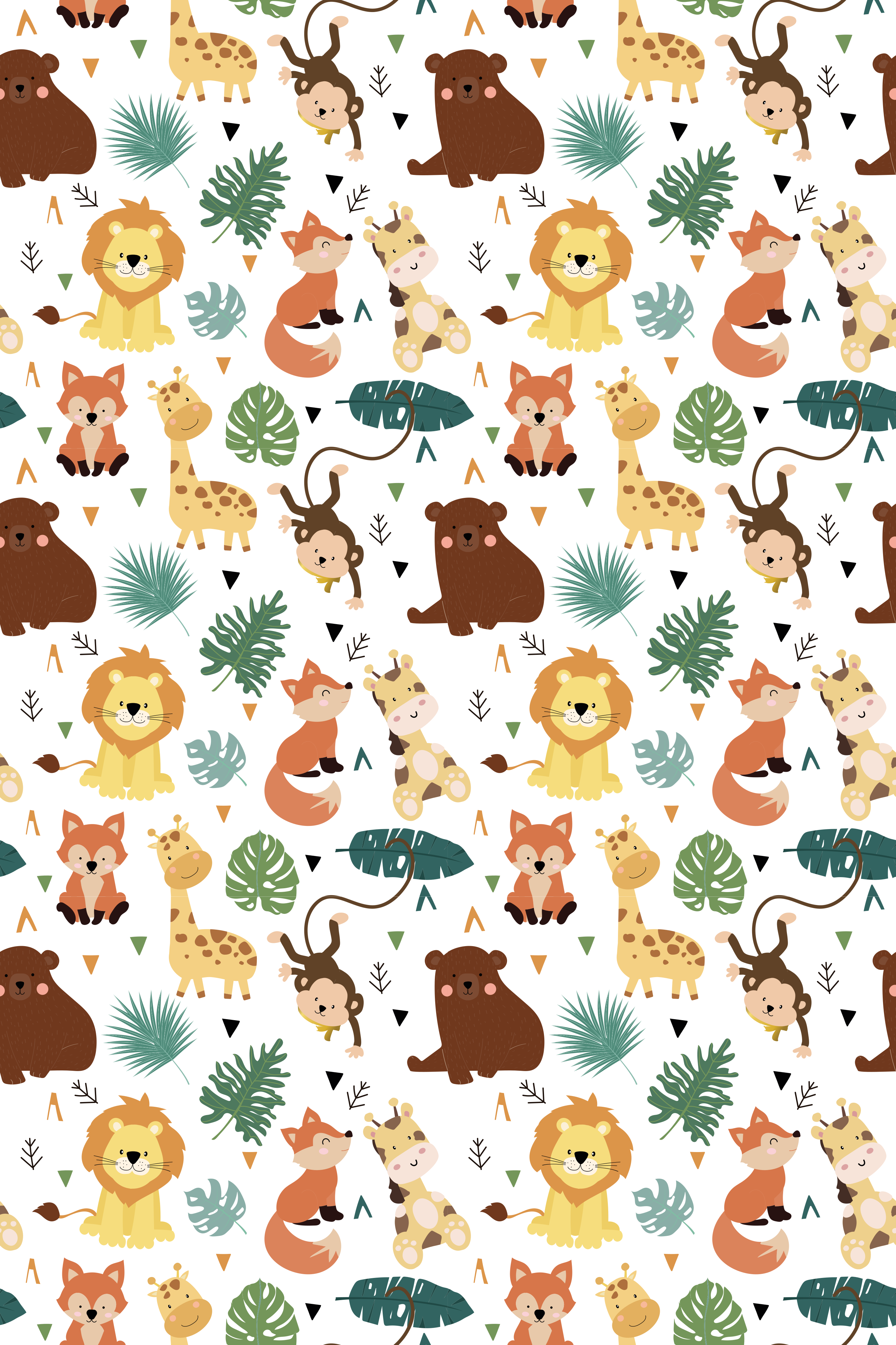 Covor vinil animal animale sălbatice drăguțe cu frunze - TenStickers
