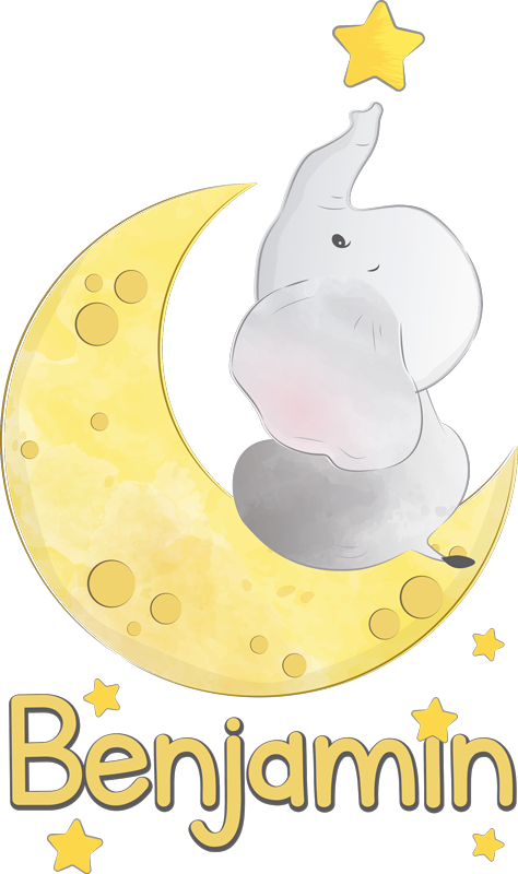 Covor vinil animal luna și stele cu nume - TenStickers