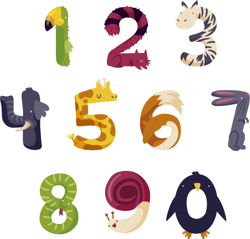 Covor vinil animal cu numere și animale - TenStickers