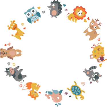 Covor vinil animal pui de animale în cerc - TenStickers