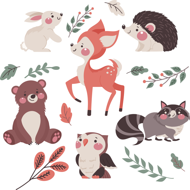 Covor vinil animal animale din pădurea de toamnă - TenStickers