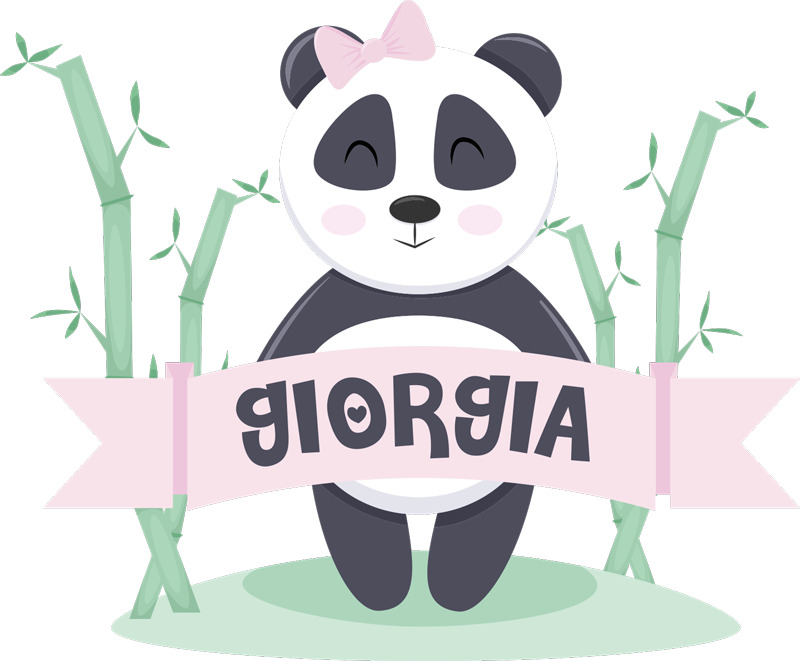 Covor vinil animal panda fetiță cu nume - TenStickers