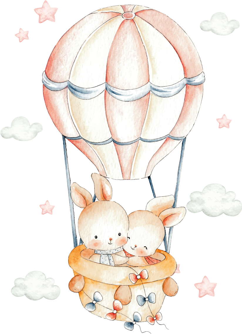 Covor vinil animal iepurași pastel pe baloane - TenStickers