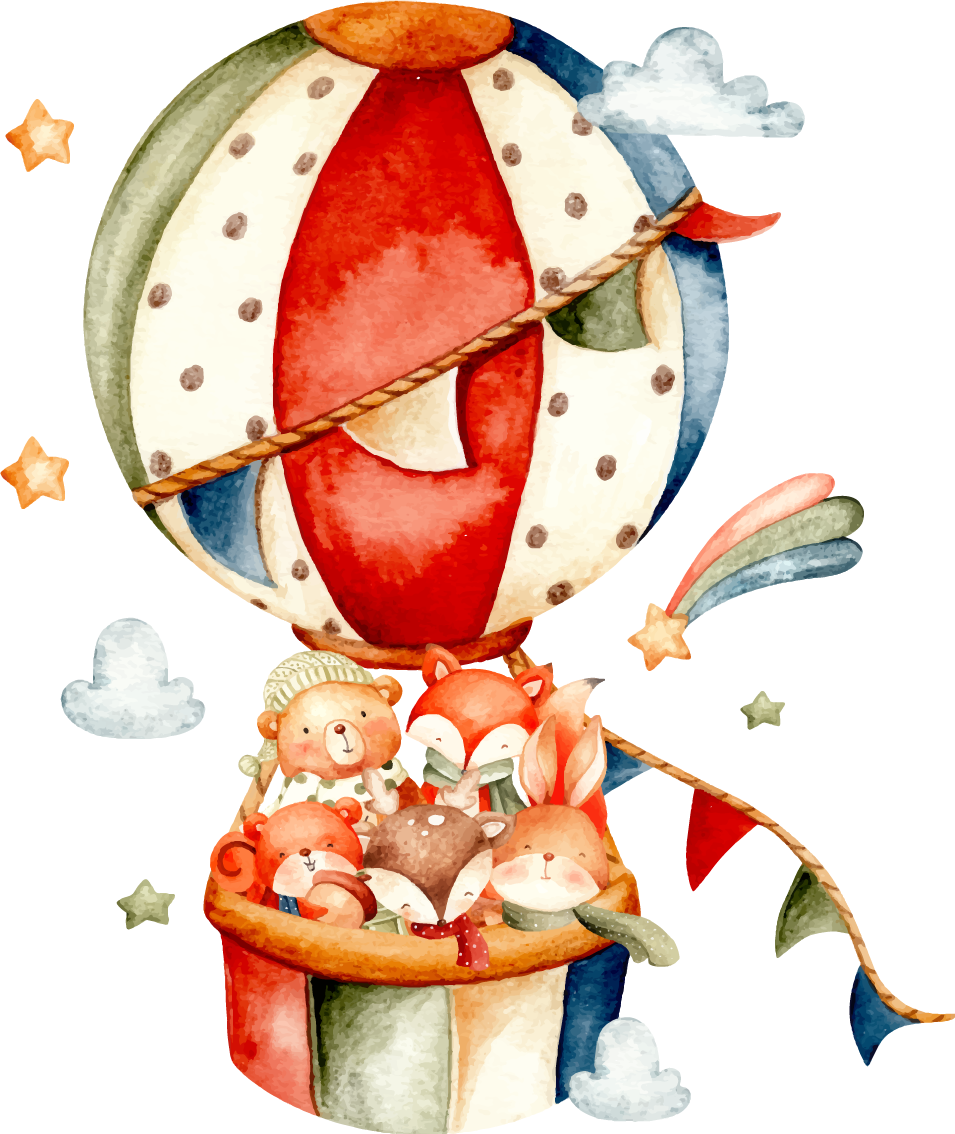 Covor vinil animal cu animale pe baloane colorate - TenStickers