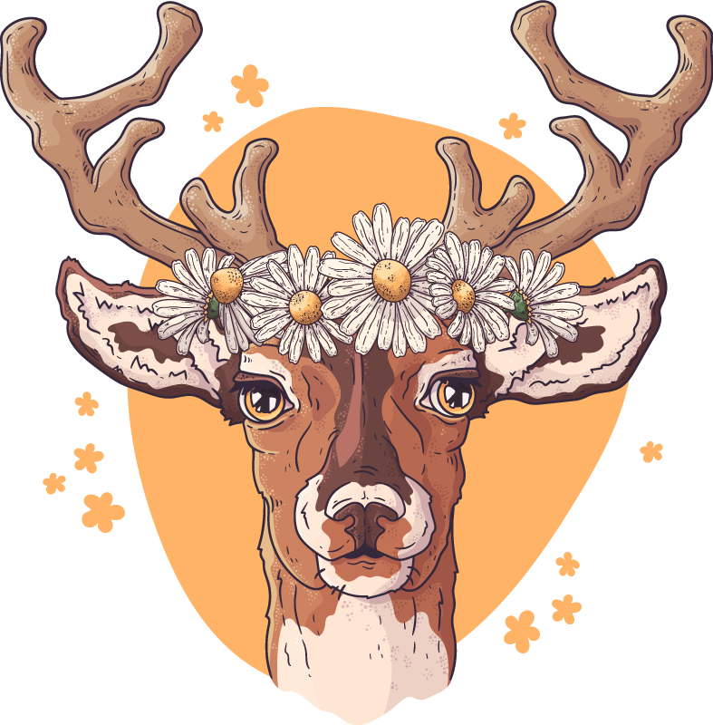 Covor vinil animal cerb cu flori - TenStickers