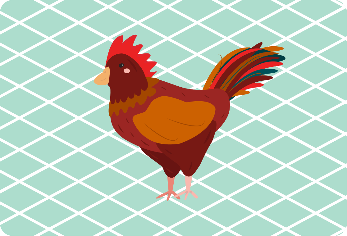 Covor vinil animal cocoș roșu din lateral - TenStickers