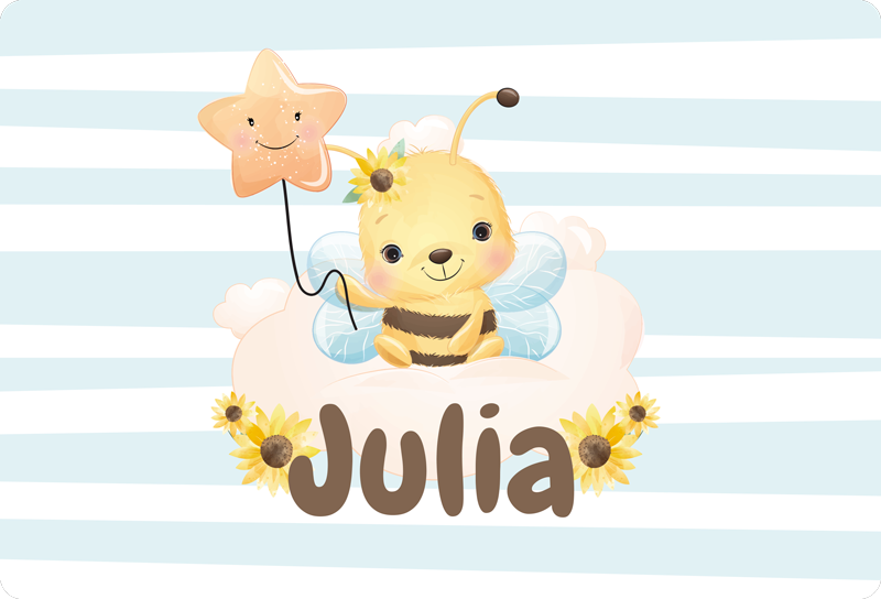 Covor vinil animal cu albinute drăguțe și nume - TenStickers