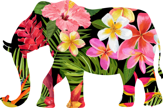 Covor vinil animal silueta florală de elefant - TenStickers