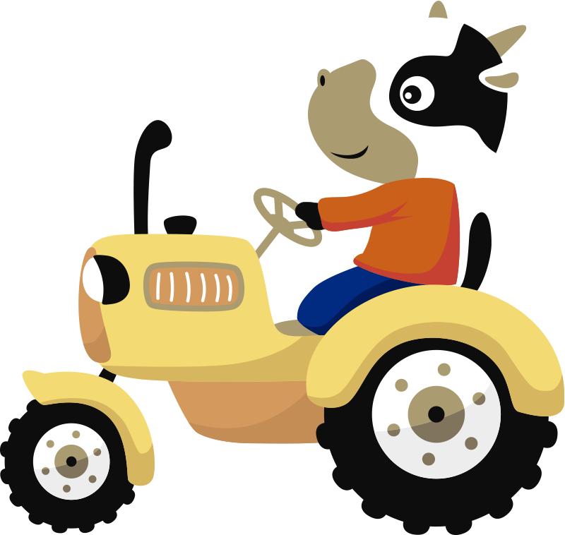 Covor vinil animal vacă pe tractor - TenStickers