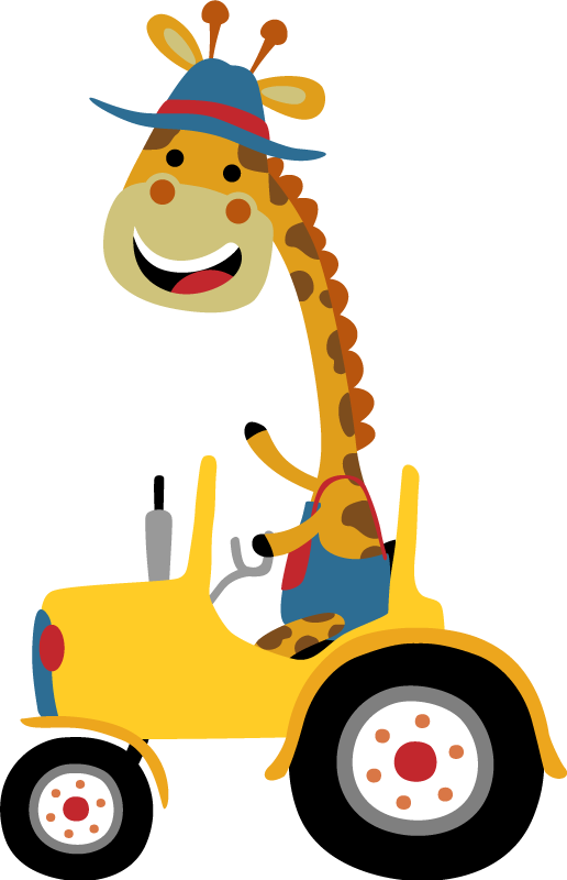 Covor vinil animal giraffa fericit tractor - TenStickers