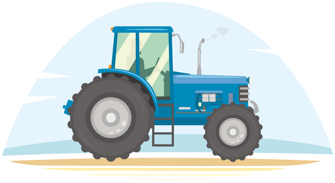 Covor vinil animal ilustrație tractor albastru - TenStickers