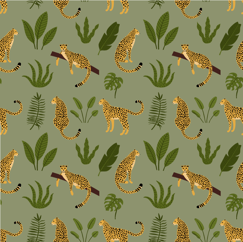 Covor vinil animal cu model de leopard în junglă - TenStickers