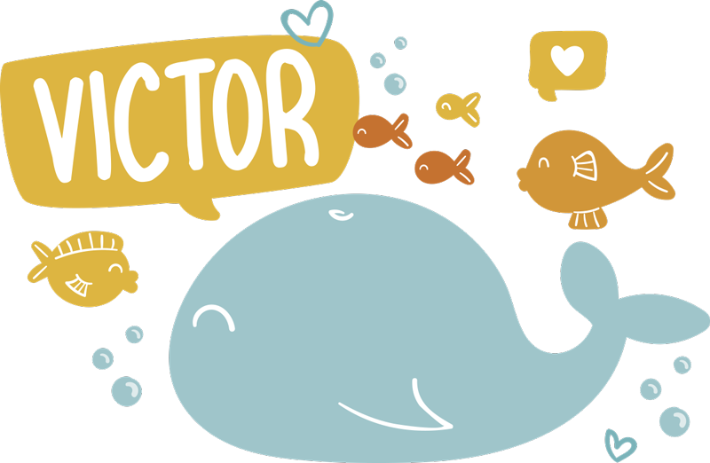 Covor vinil animal design cu balenă drăguță - TenStickers