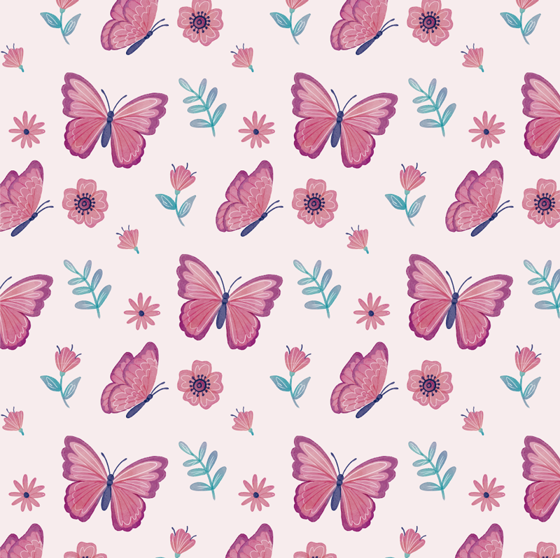Covor vinil animal compoziție flori fluture - TenStickers