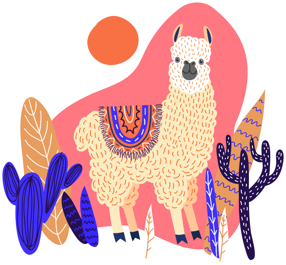 Covor vinil animal lama peruană și cactus - TenStickers