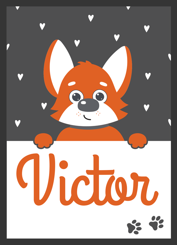 Covor vinil animal poster cu numele câinelui - TenStickers