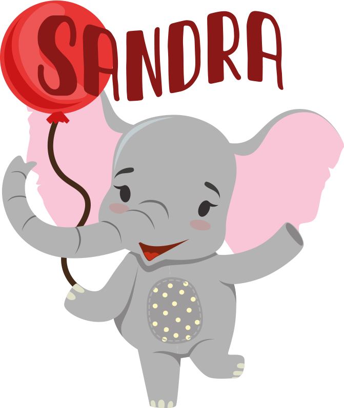 Covor vinil animal elefant și balon - TenStickers