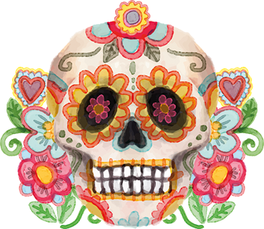 Covor de vinil halloween craniu floral acquerelat - TenStickers