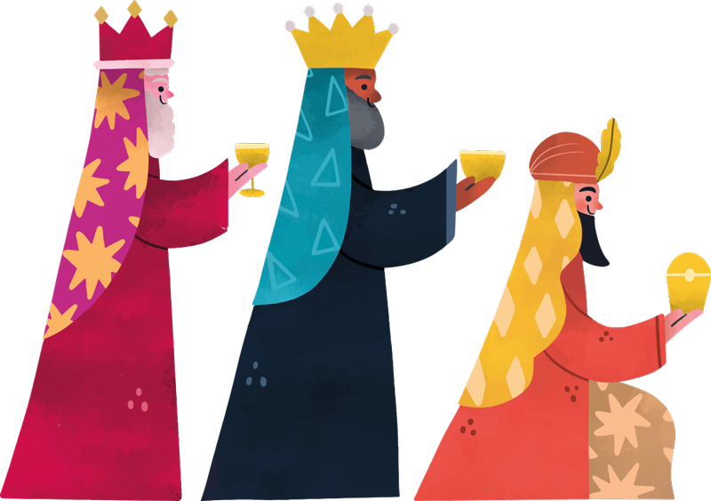 Covor vinil crăciun trei regi în acuarelă - TenStickers