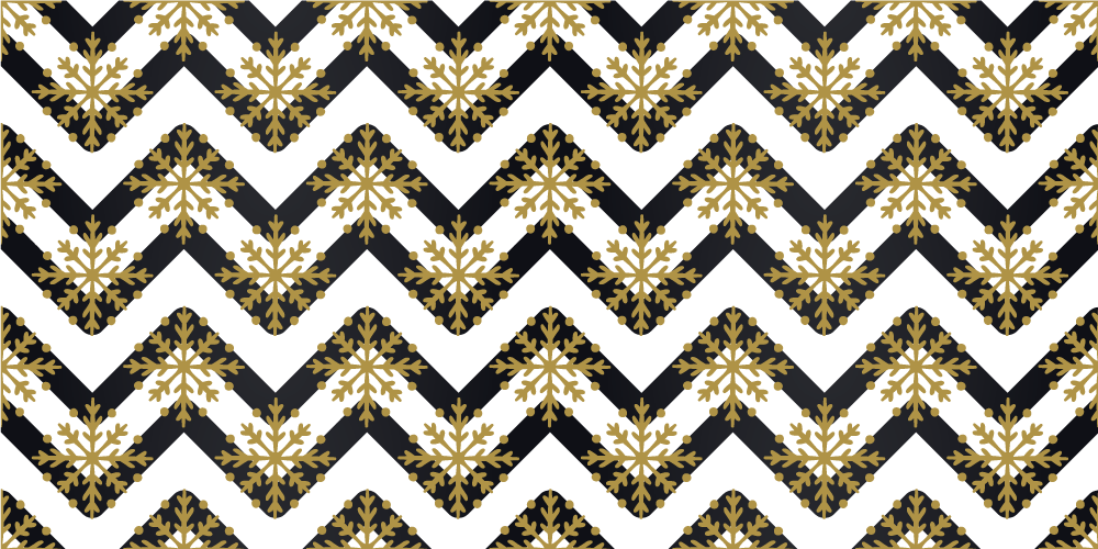 Covor vinil crăciun fulgi de zăpadă aurii pe dungi zigzag - TenStickers