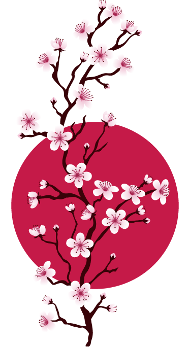 Covor vinil flori și plante ramuri de cireș japonez - TenStickers