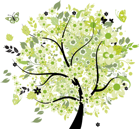 Covor vinil flori și plante copac verde de primăvară - TenStickers