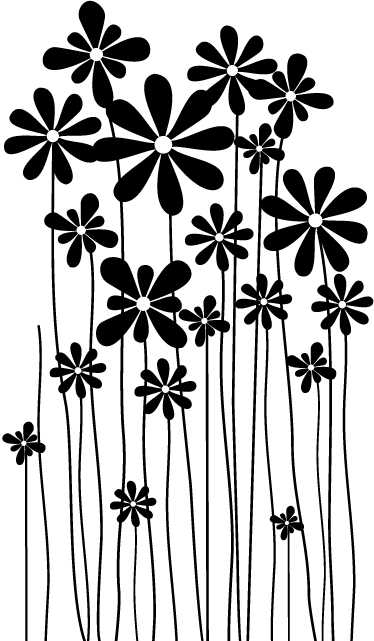 Covor vinil flori și plante flori mari negre - TenStickers
